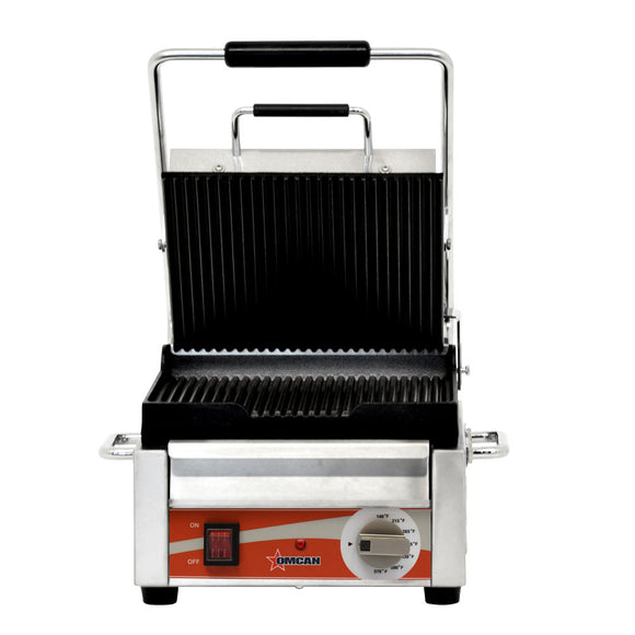 10″ X 11″ SINGLE PANINI GRILL WITH GROOVED TOP AND BOTTOM GRILL SURFACE