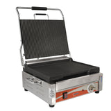 12″ X 15″ SINGLE PANINI GRILL WITH GROOVED TOP AND BOTTOM GRILL SURFACE