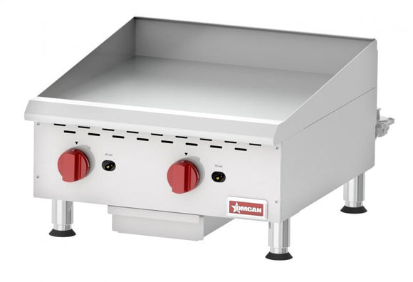 Countertop Stainless Steel Gas Griddle With Manual Control With 2 Burners
