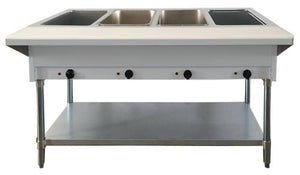 58-INCH ELECTRIC STEAM TABLE WITH CUTTING BOARD AND UNDERSHELF