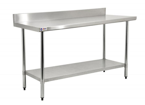 30″ X 60″ STAINLESS STEEL WORK TABLE WITH 4″ BACKSPLASH