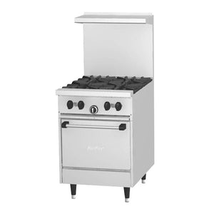 Garland Sunfire Series X24-4L Natural Gas 24" 4-Burner Restaurant Range With Space Saver Oven - 145,000 Btu